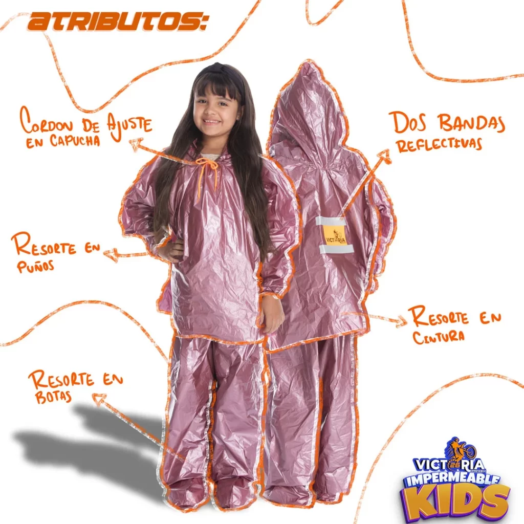 atributos-impermeable-metalizado-kids, para niños