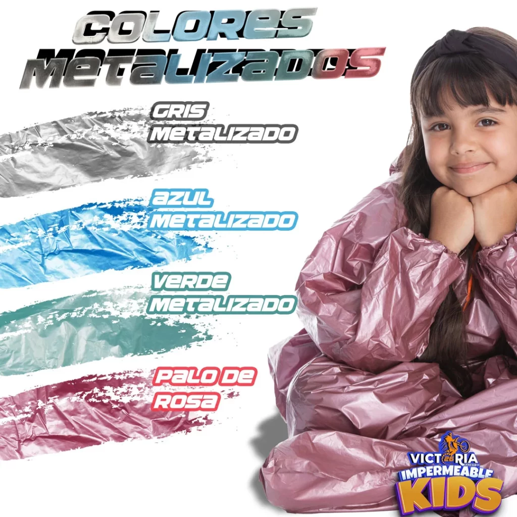 colores del impermeable metalizado para niños