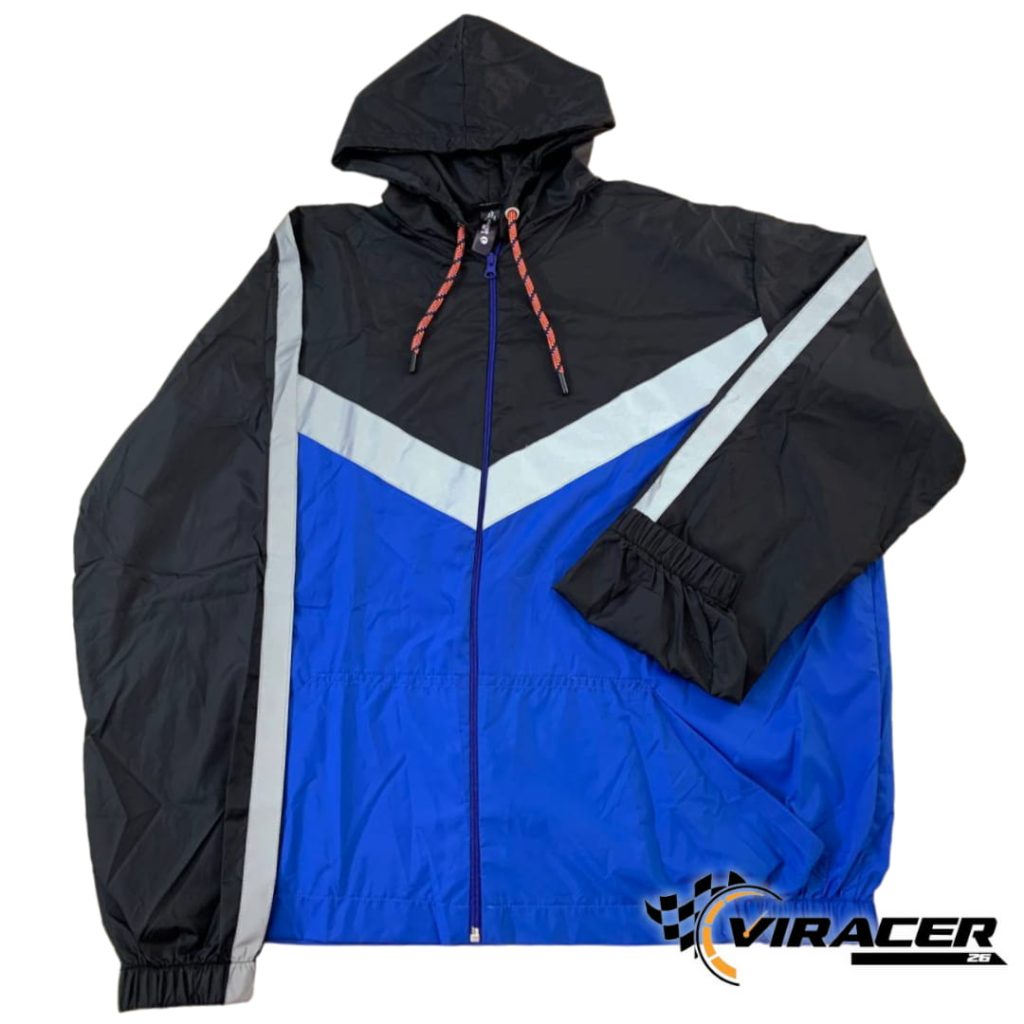 chaqueta cortavientos viracer negro azul parte delantera