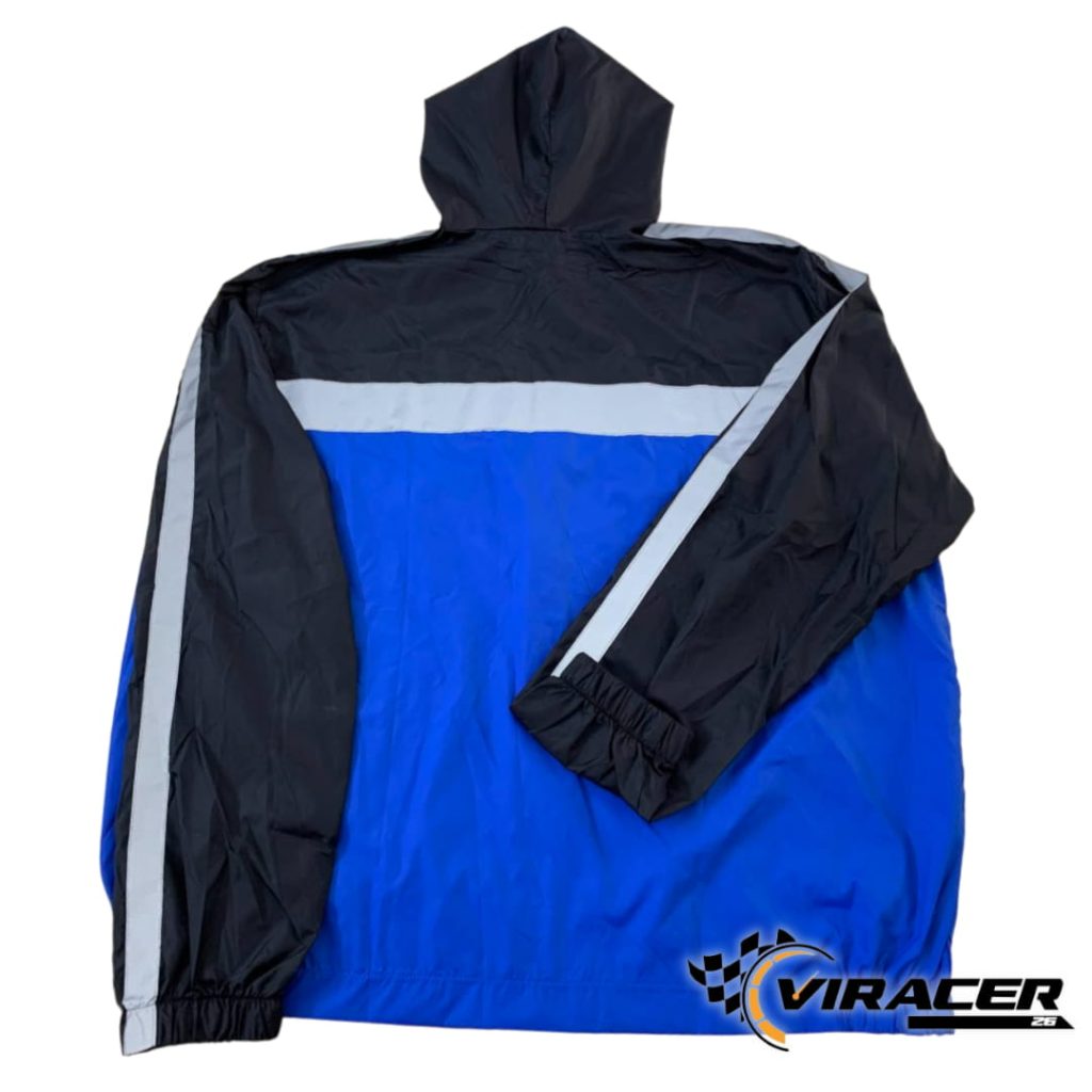 chaqueta cortavientos viracer negro azul parte trasera