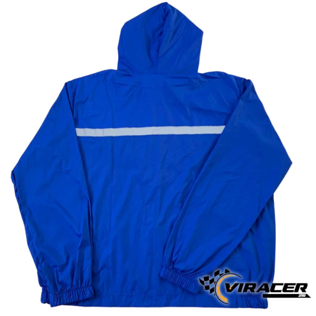 chaqueta sport cortavientos azul parte trasera