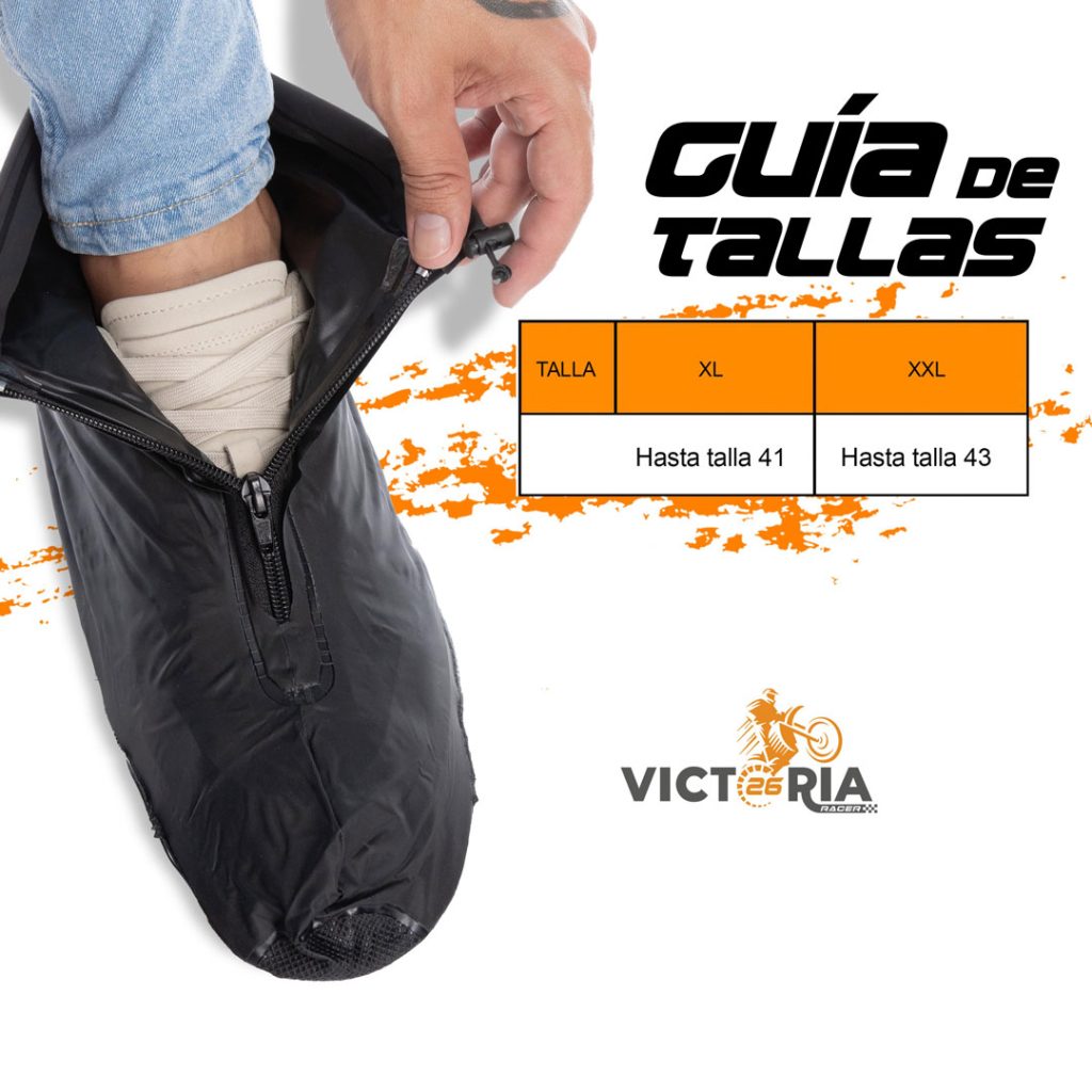 guia de tallas botas impermeables para moto en tela antifluidos