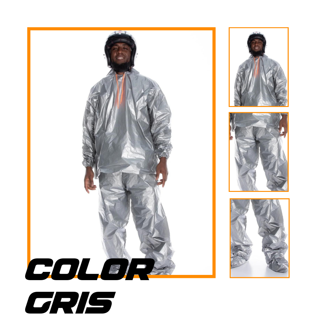 impermeable metalizado gris