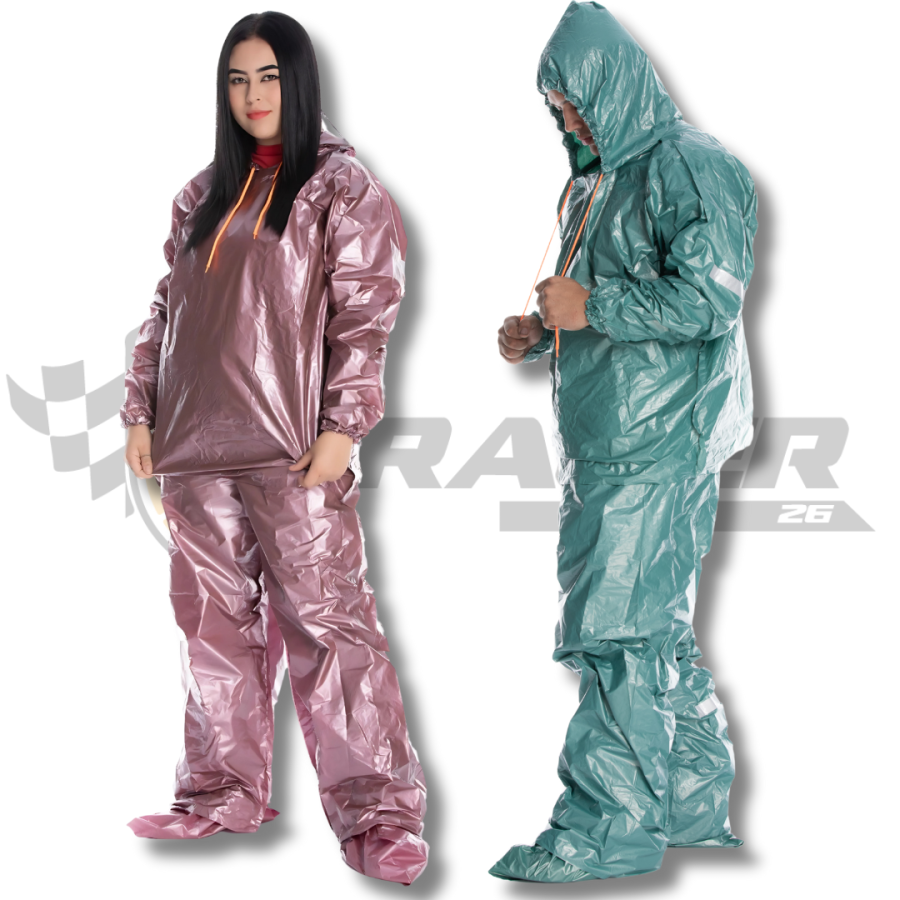 combo impermeables hombre y mujer