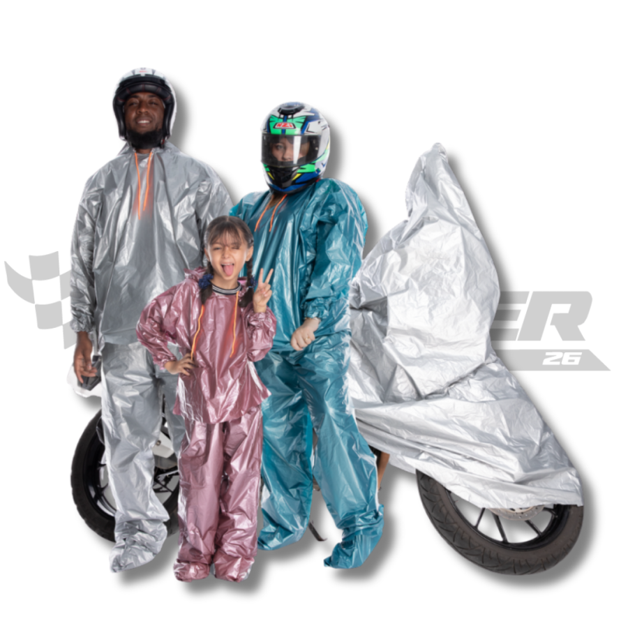 combo impermeables para la familia y pijama para motos